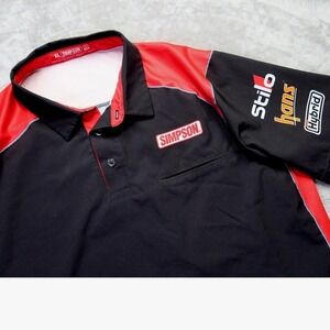 NASCAR Racing Polo Shirt Men's‎ Size XL Simpson Stilo Hans Hybrid Made In USA